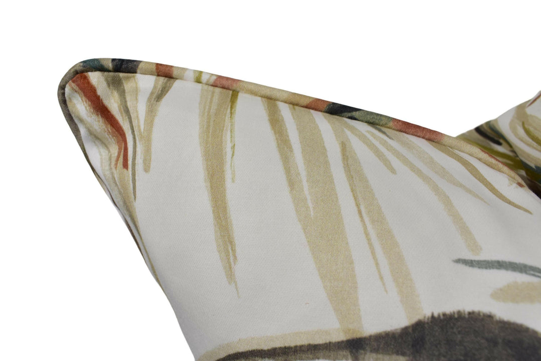 Harlequin - Alvaro - Harissa / Jute / Jet - Fresh Colourful Floral Designer Cushion Cover - Luxury Palm Tree Pillow Cover - Painterly Pillow.