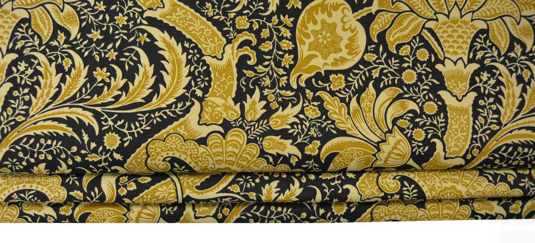 William Morris - Indian - Black & Gold - Made To Measure Professionally Made Roman Blind.