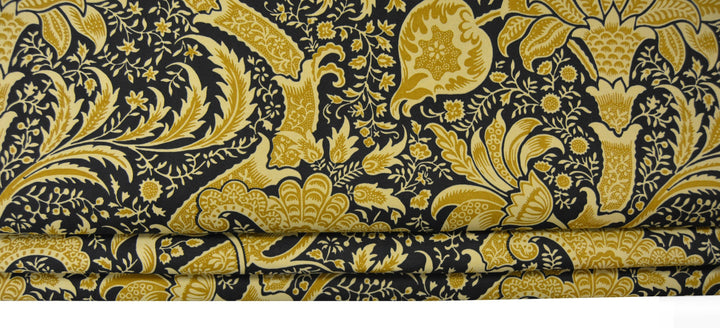 William Morris - Indian - Black &amp; Gold - Made To Measure Professionally Made Roman Blind.