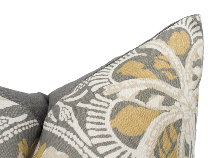 Thibaut - Cochin - Grey - Primitive Eastern Trade Routes Inspired Cushion Cover - Handmade Throw Pillow - Designer Home Décor.