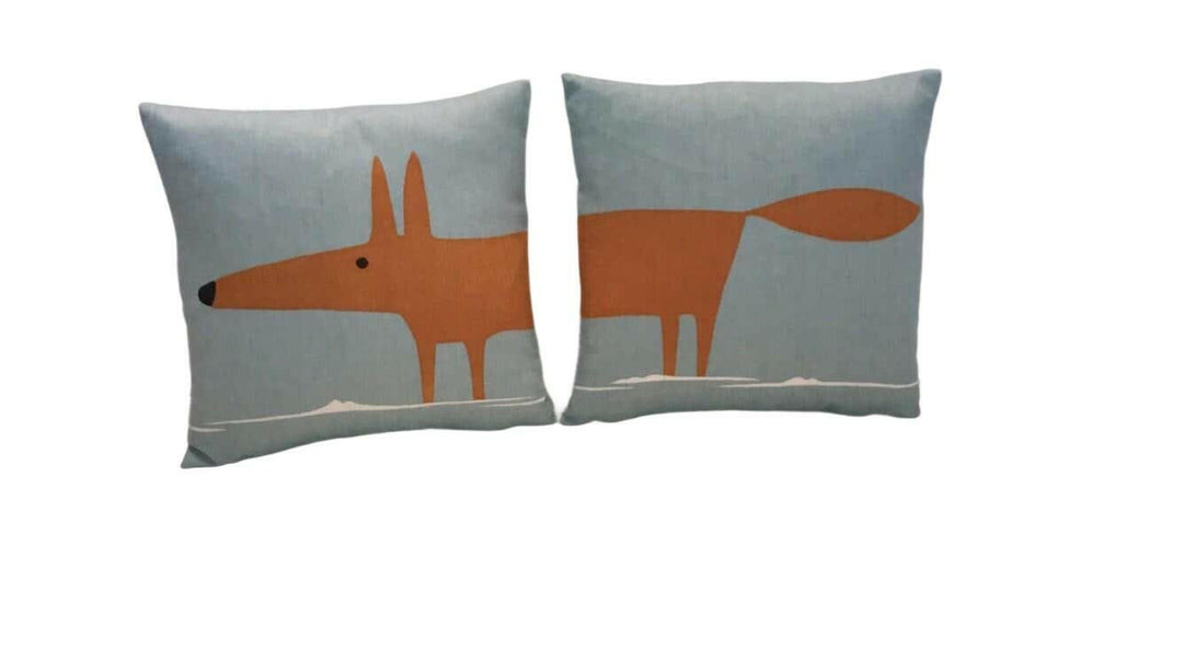 Scion - Mr Fox - Pair of 12" Double-Sided Cushion Covers - 8 Colours Available - Designer Throw Pillow Stunning Scatter Pillow Home Decor.