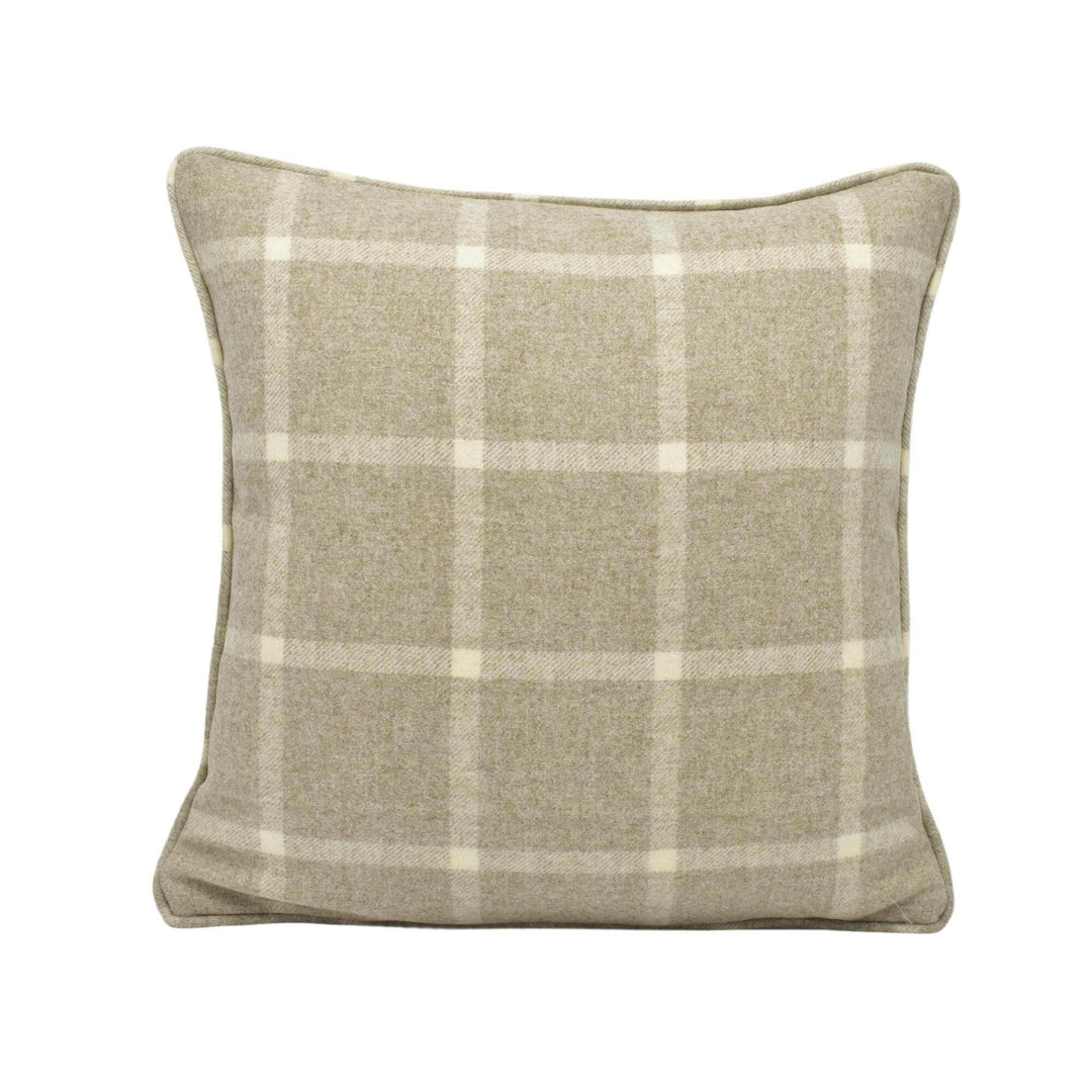 Abraham Moon - Hawes - Natural   - 100% Wool Cushion Cover - Designer Plaid Pillow Cover - Handmade Custom Abraham Moon Pillow.