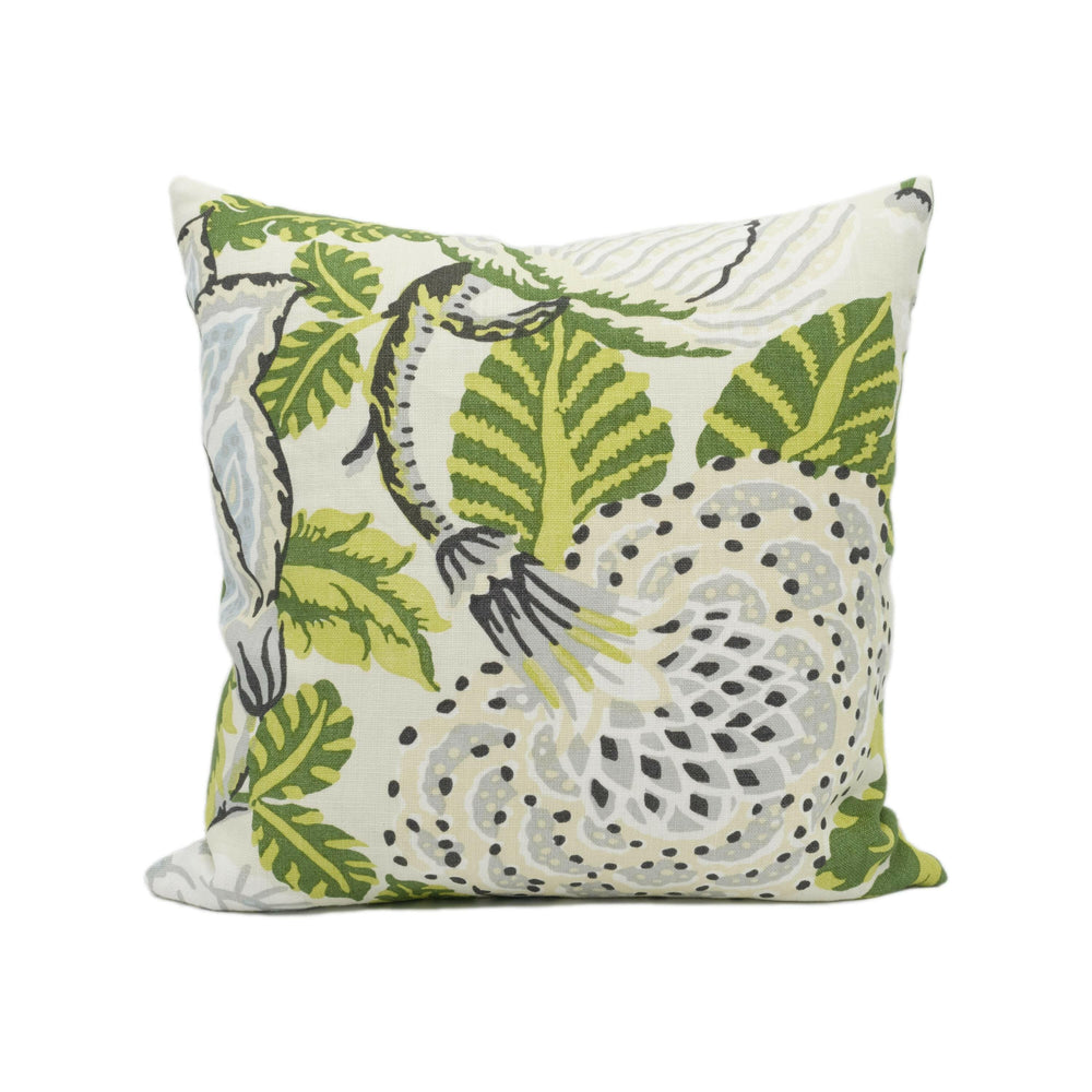 Thibaut - Mitford - Green and White - Vintage 1920's Block Print Floral Designer Cushion Cover - Luxury Throw Pillow - Handmade Home Décor.