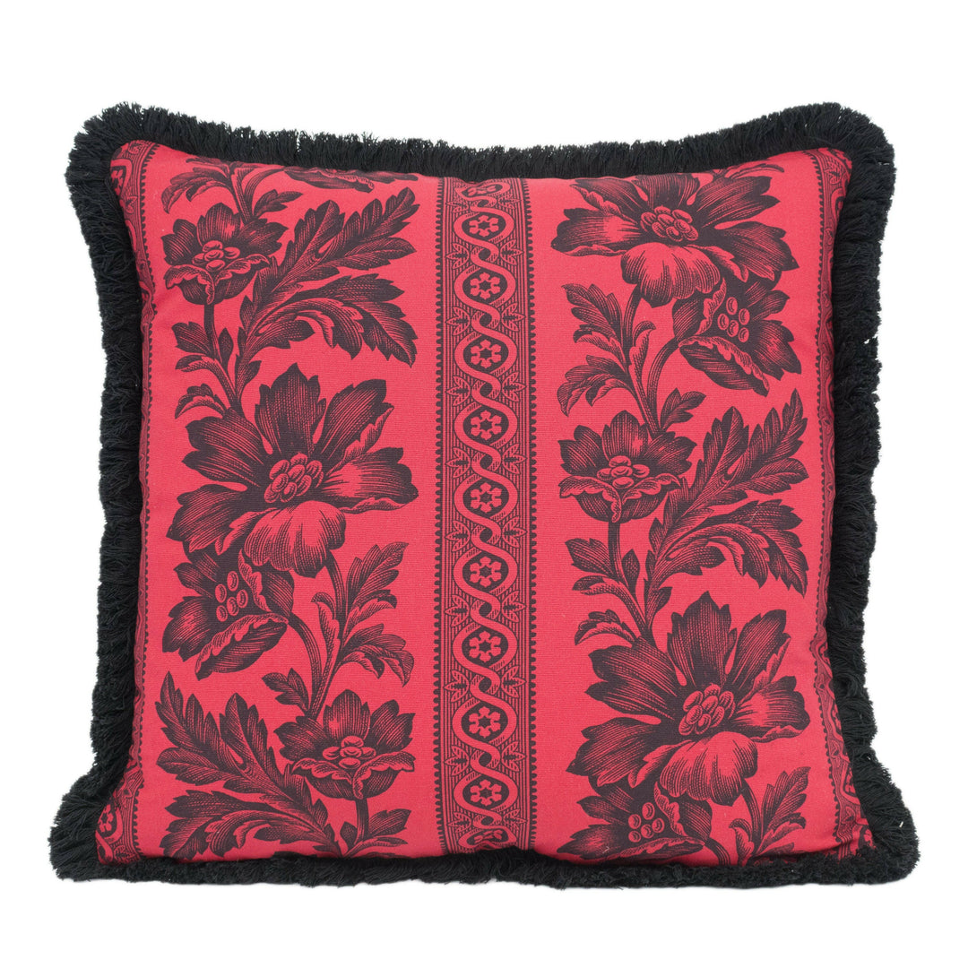 Ralph Lauren - Gwinnett Toile - Antique Red Floral - Luxury Plush Fringe Cushion Cover - Handmade Throw Pillow Designer Home Décor.