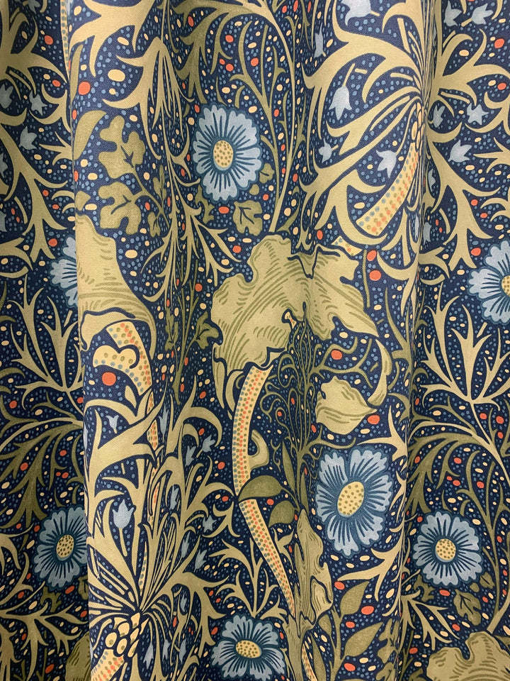 William Morris - Seaweed- Cobalt/Thyme  224472 -  Made to Measure Curtains Designer Home Decor.