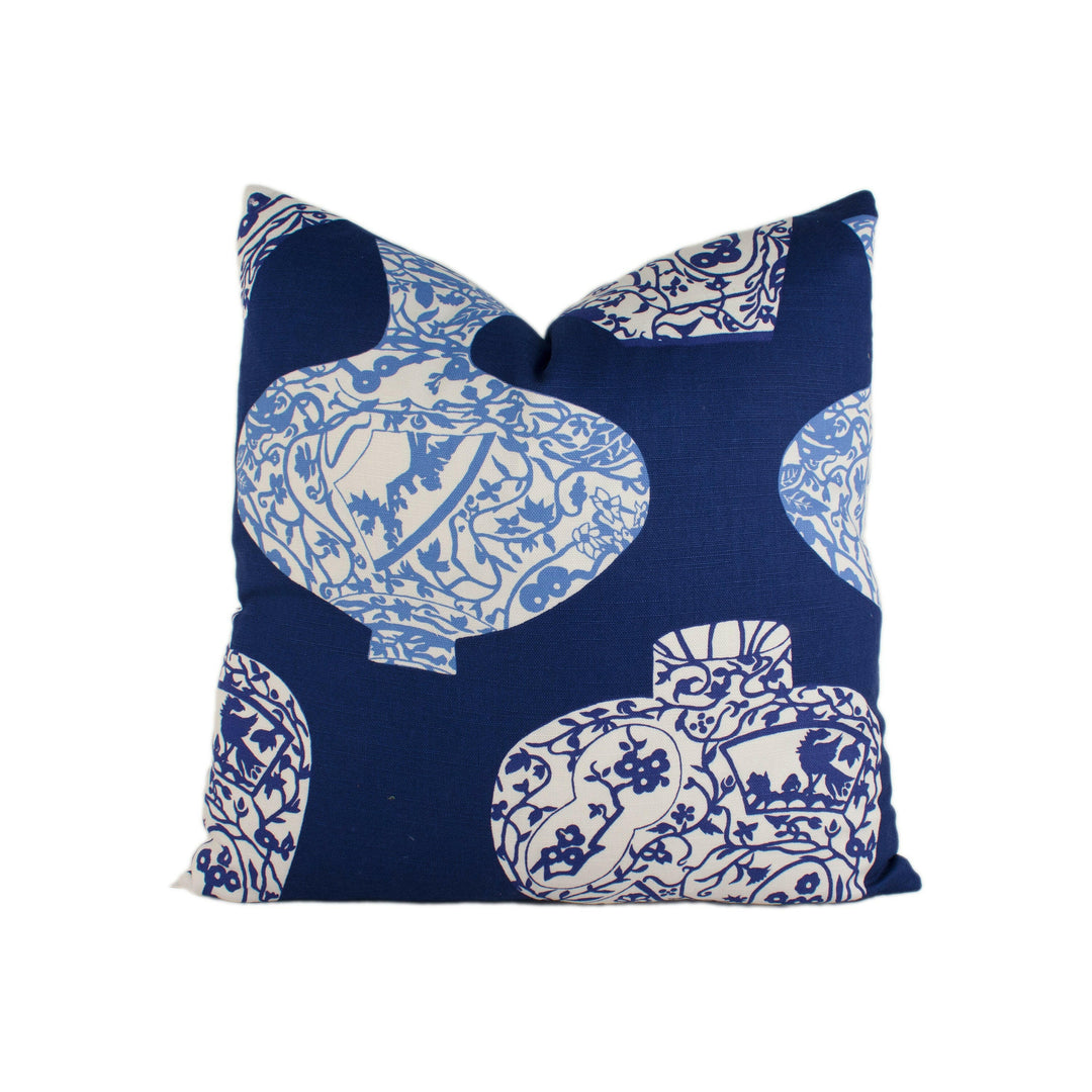 Thibaut - Imari Vase - Navy - Stunning Designer Cushion Cover Home Décor Throw Pillow.