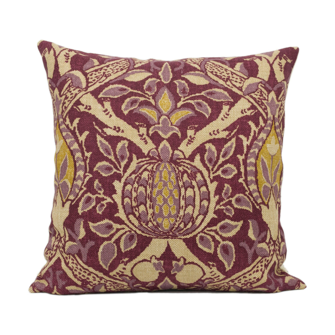 William Morris - Granada - Wine / Linen - Ornate Fruit Trellis Cushion Cover - Handmade Throw Pillow - Designer Home Décor.