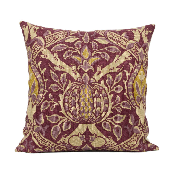 William Morris - Granada - Wine / Linen - Ornate Fruit Trellis Cushion Cover - Handmade Throw Pillow - Designer Home Décor.