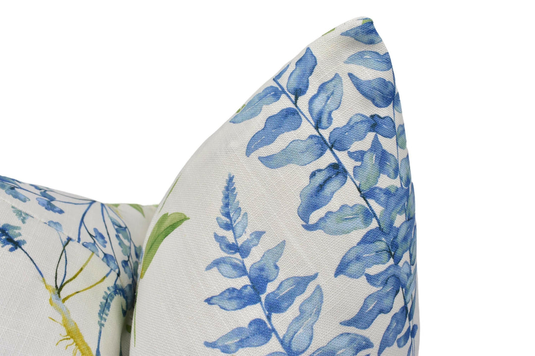 GP & J Baker - Ferndown - Blue - Painterly Watercolour Botanical Designer Cushion Cover - Luxury Throw Pillow - Handmade Home Décor.