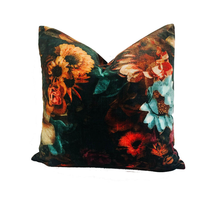 Fryetts - Monet Velvet - Teal - Cushion Cover Throw Pillow Designer Home Decor.