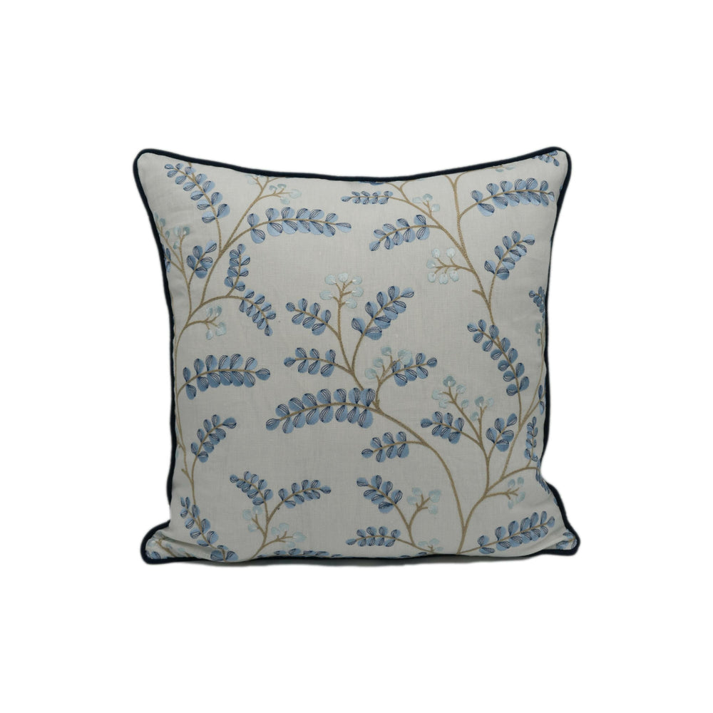 Jane Churchill - Delphine - Blue - Delicate Sweet Angel Floral Embroidery - Designer Cushion Cover - Luxury Throw Pillow - Handmade Home.