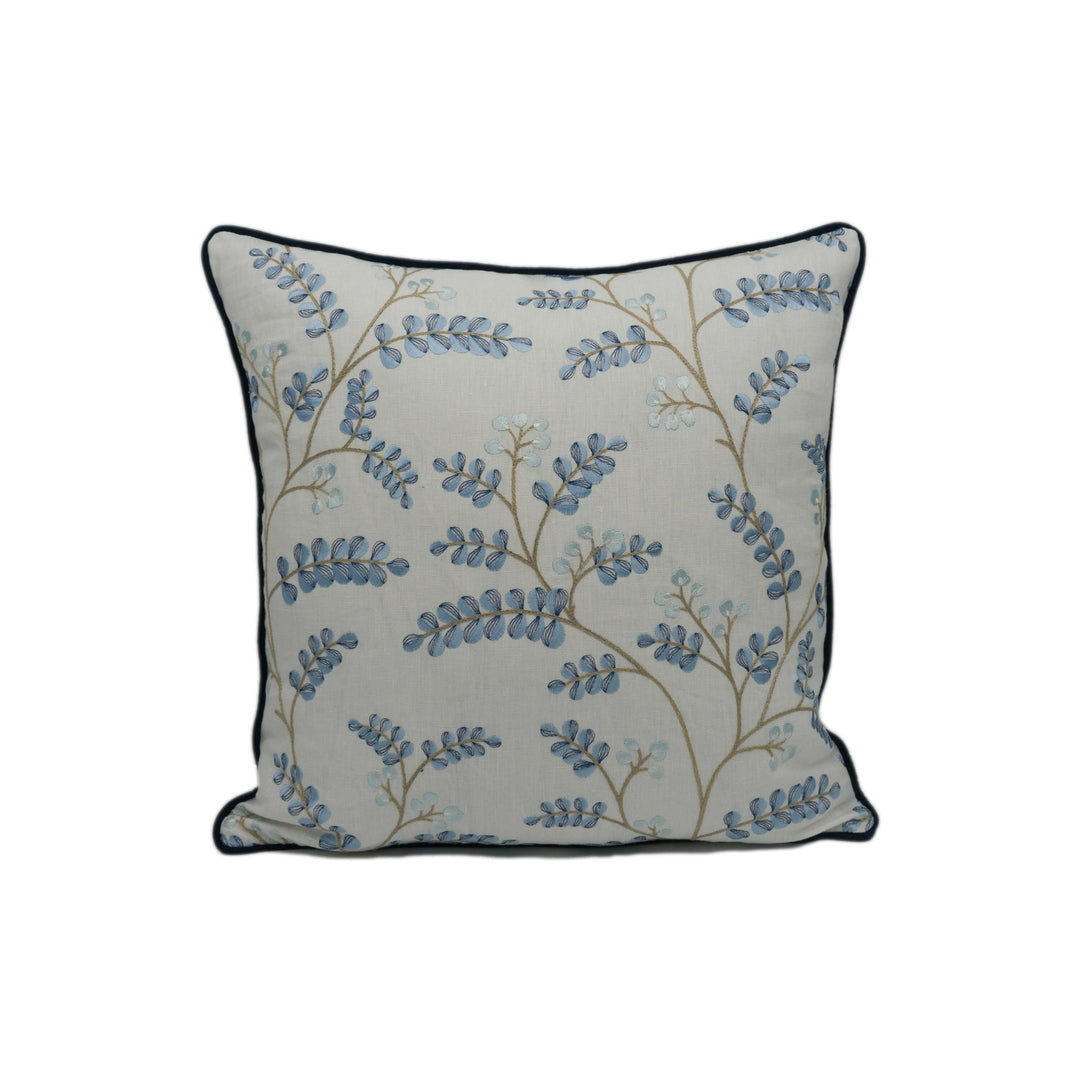 Jane Churchill - Delphine - Blue - Delicate Sweet Angel Floral Embroidery - Designer Cushion Cover - Luxury Throw Pillow - Handmade Home.