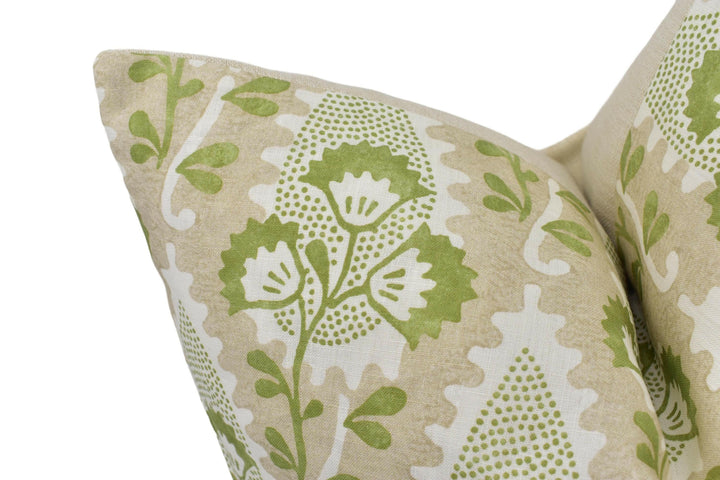 Anna French x Thibaut - Cornwall - Green and Beige - Beautiful Botanical Paisley Designer Cushion Cover - Luxury Throw Pillow - Handmade.