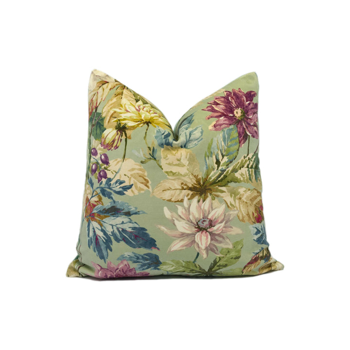 Sanderson - Dahlia & Rosehip Velvets - Mulberry / Grey - Iconic Bold Sumptuous Floral Designer Cushion Cover - Luxury Throw Pillow - Handmad.