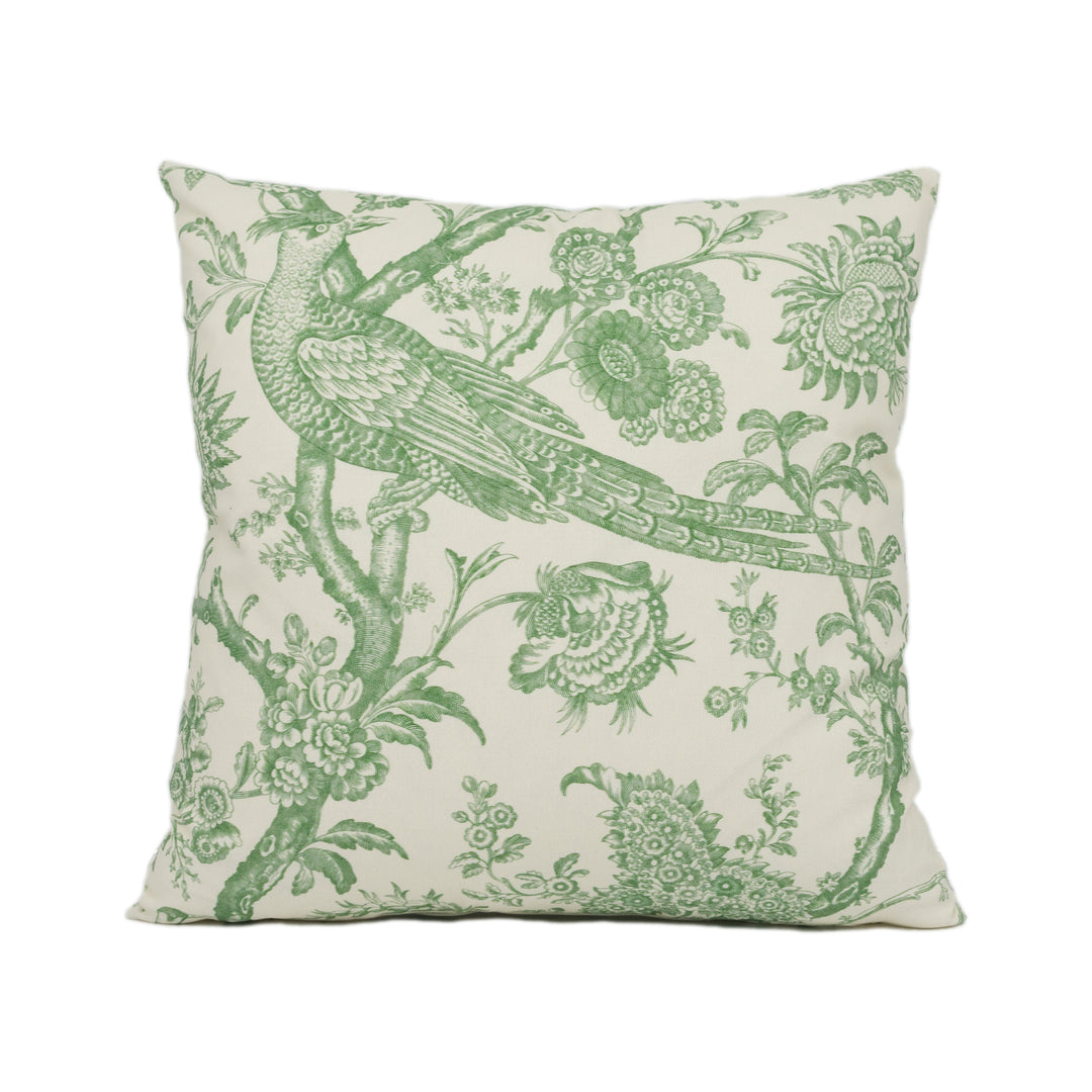 Brunschwig &amp; Fils - Cevennes print - Aloe - Floral Chinoiserie Inspired Bird Cushion Cover - Handmade Throw Pillow - Designer Home Décor
