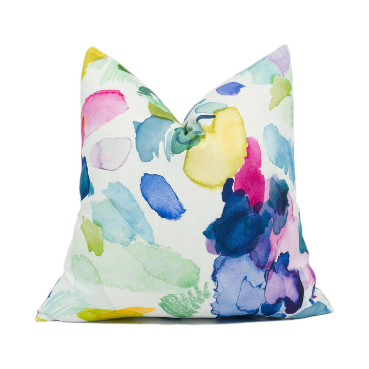 Bluebellgray - Palette - Bright Colourful Abstract Watercolour Strokes Cushion Cover - Handmade Throw Pillow - Designer Home Décor.