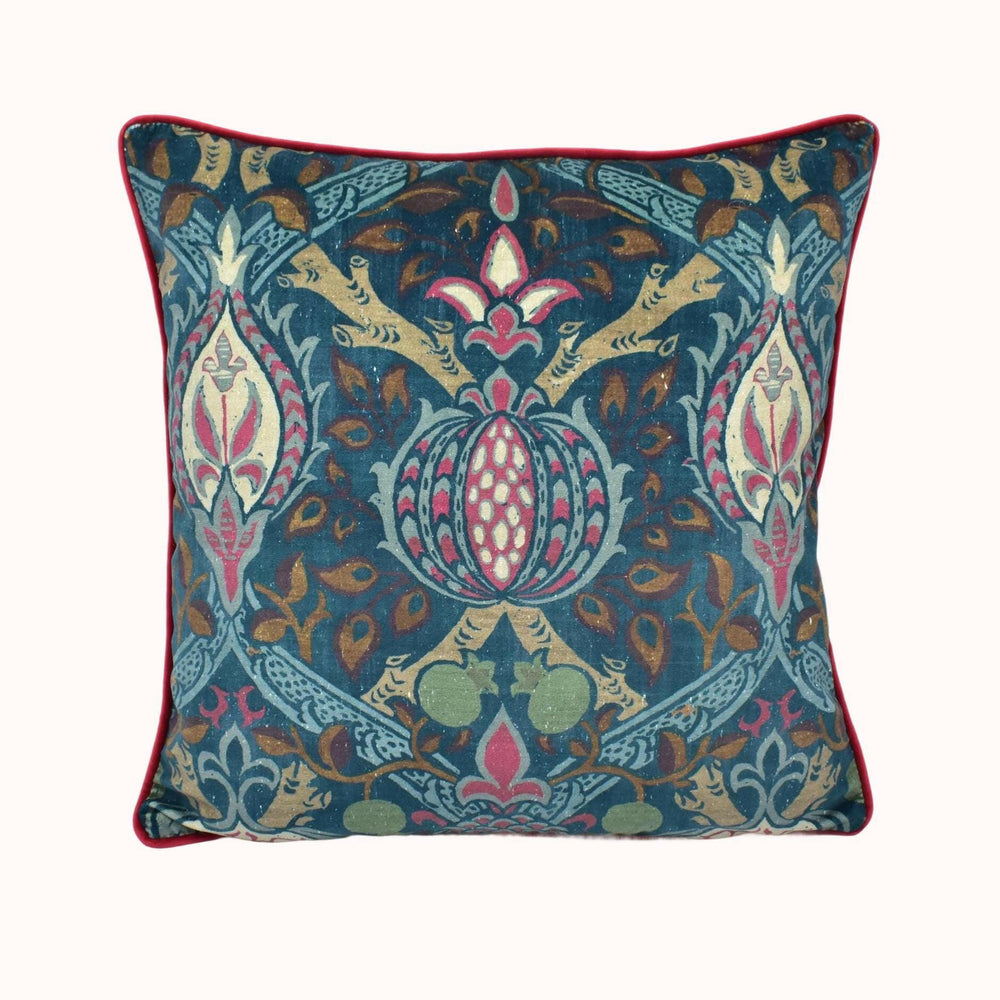 William Morris - Granada Velvet - Red / Blue - Luxurious Plush Vintage Style Velvet Cushion Cover - Luxury Throw Pillow - Handmade Home.