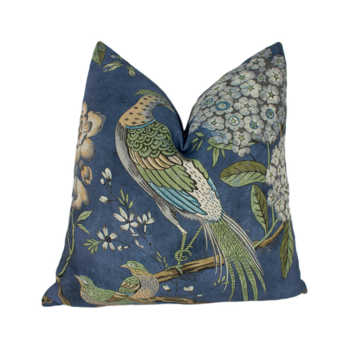 Anna French x Thibaut - Villeneuve - Navy - Antique Avant Garde Bird Designer Cushion Cover - Luxury Throw Pillow - Handmade Home Decor.