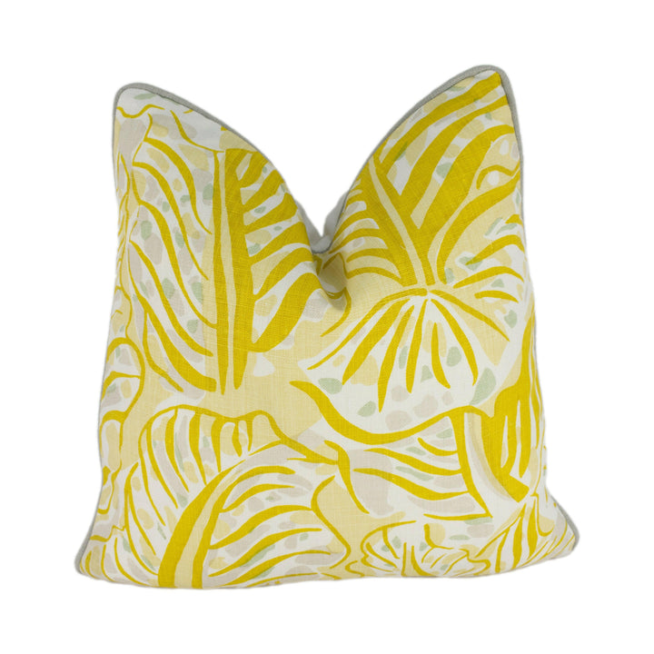 Christopher Farr x Raoul Dufy - Mille Feuilles - Lemon - Iconic Fresh Contemporary Designer Cushion Cover - Handmade Throw Pillow.