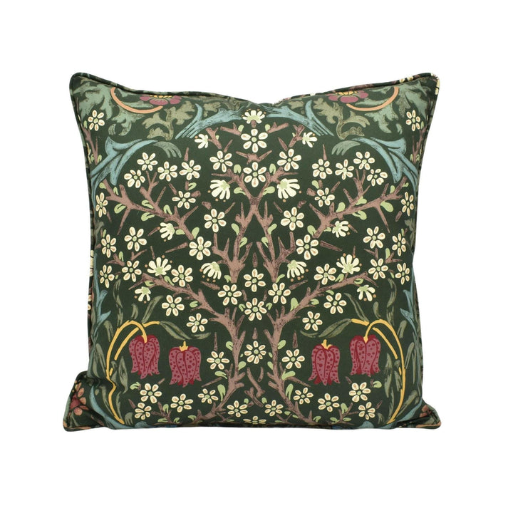 William Morris - Blackthorn - Green - Spectacular Classic Morris Handprint Style Designer Cushion Cover - Luxury Throw Pillow Handmade Home.