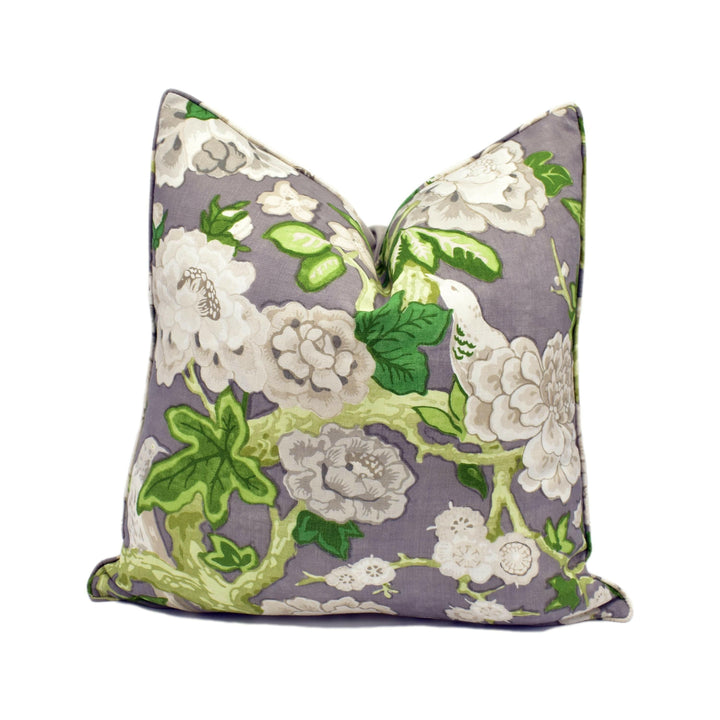 Schumacher / Mary McDonald - Bermuda Blossoms - Slate - Bold Traditional Floral Cushion Cover - Handmade Throw Pillow Designer Home Decor.