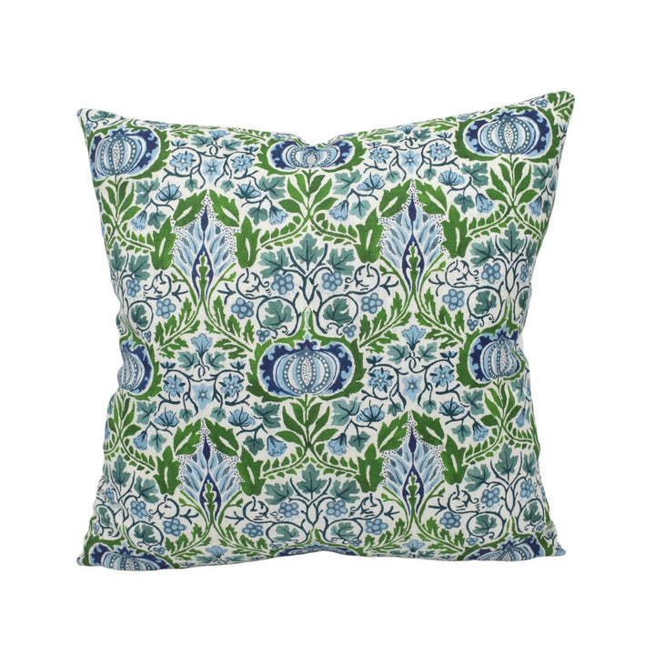 William Morris - Little Chintz - Nettle / Woad - Classic Morris Indian Inspired Pomegranate Designer Cushion Cover - Luxury Throw Pillow.