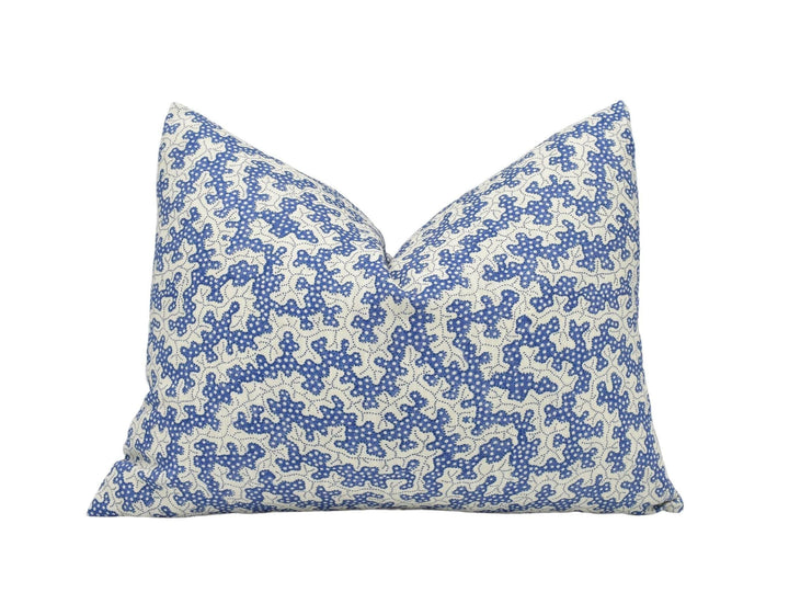 Sanderson - Truffle - Indigo - Interesting Small Scale Dotted Mushroom Designer Cushion Cover - Handmade Throw Pillow - Luxury Home Decor.