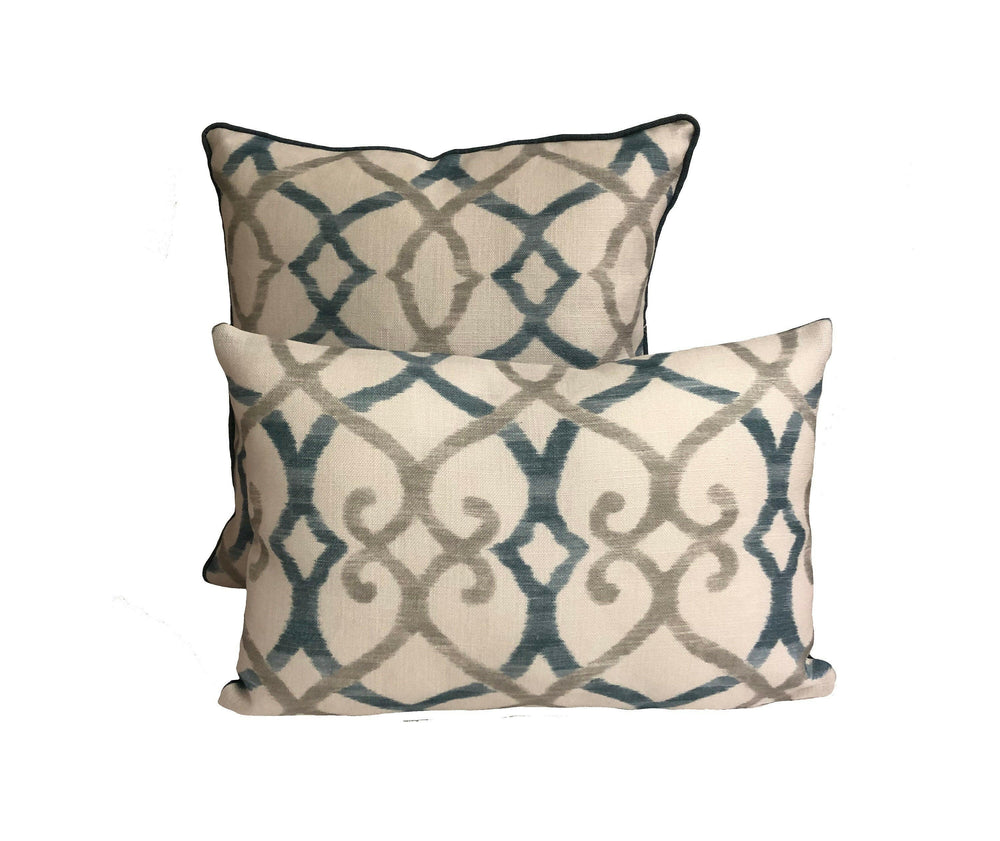 Jane Churchill - Colefax and Fowler - Silwood - Blue - Striking Trellis Print Cushion Cover - Handmade Throw Pillow Designer Home Decor.