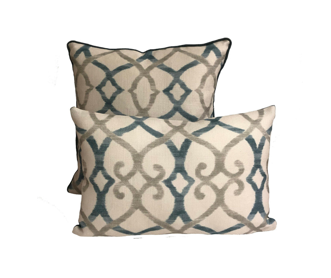 Jane Churchill - Colefax and Fowler - Silwood - Blue - Striking Trellis Print Cushion Cover - Handmade Throw Pillow Designer Home Decor.