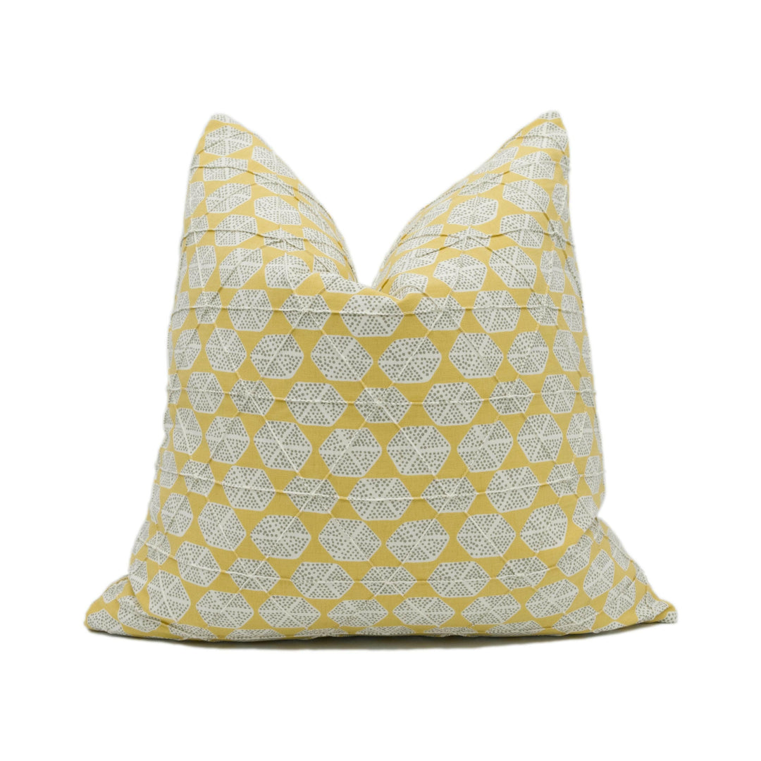 Thibaut - Parada - Harvest Gold - Charming Small Scale Pintuck Geometric Designer Cushion Cover - Luxury Throw Pillow - Handmade Home Décor.