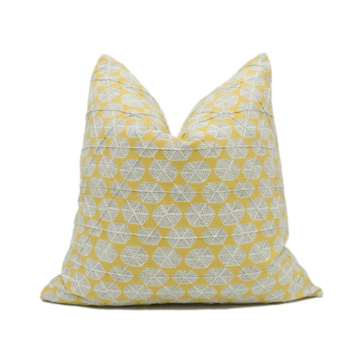 Thibaut - Parada - Harvest Gold - Charming Small Scale Pintuck Geometric Designer Cushion Cover - Luxury Throw Pillow - Handmade Home Décor.