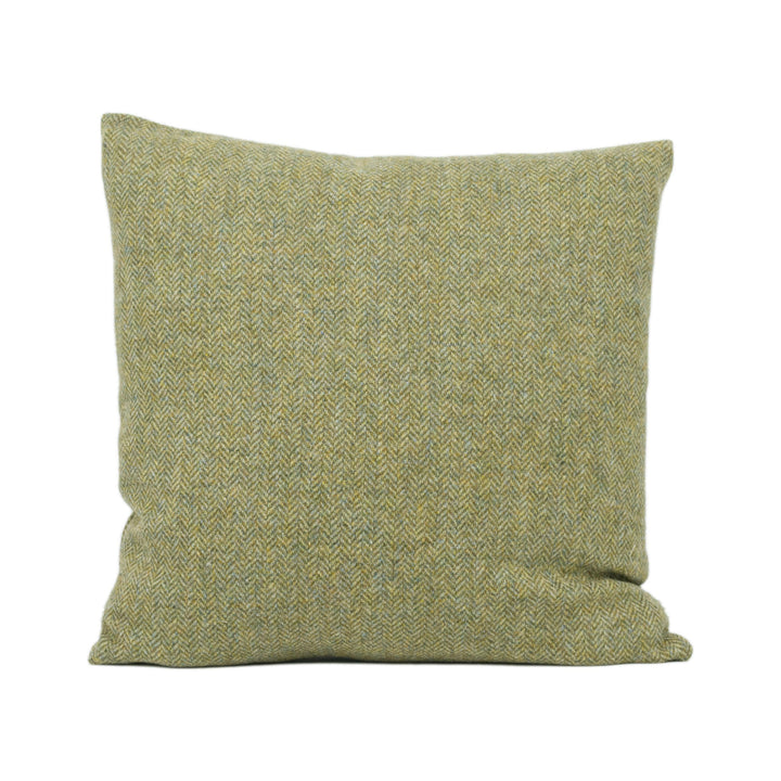 Abraham Moon - Herringbone - Olive - 100% Wool Cushion Cover - Designer Plaid Pillow Cover - Handmade Custom Abraham Moon Pillow.