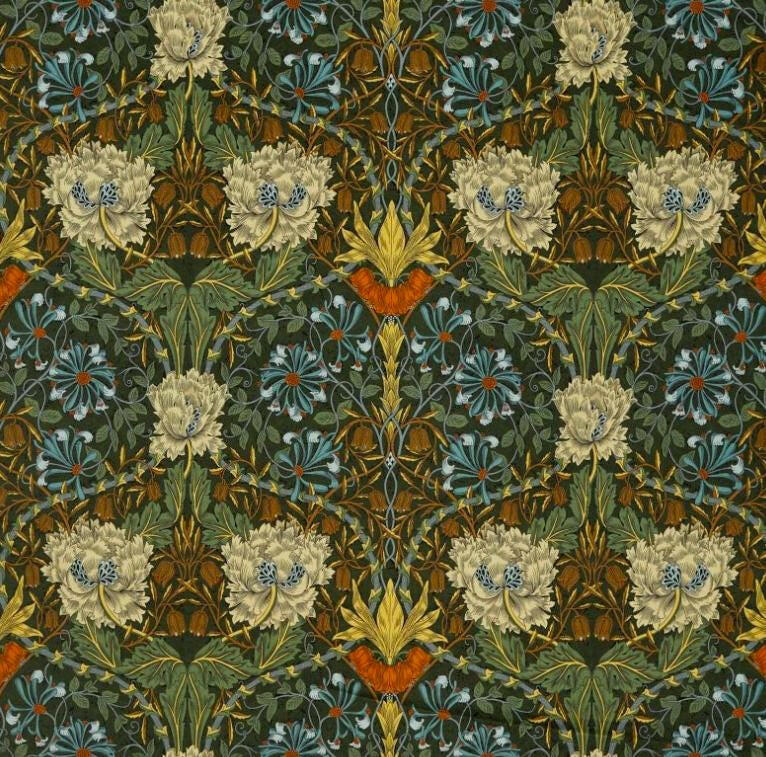 William Morris - Honeysuckle &amp; Tulip Velvet - Forest / Chestnut - Gorgeous Sumptuous Velvet Floral Designer Cushion Cover - Luxury Throw.