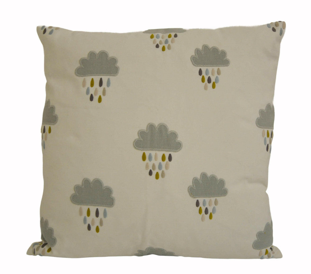 Scion - April Showers - Bourbon / Rubble / Honey - Delightful Embroidered Cloud Cushion Cover Handmade Throw Pillow Designer Home Decor.