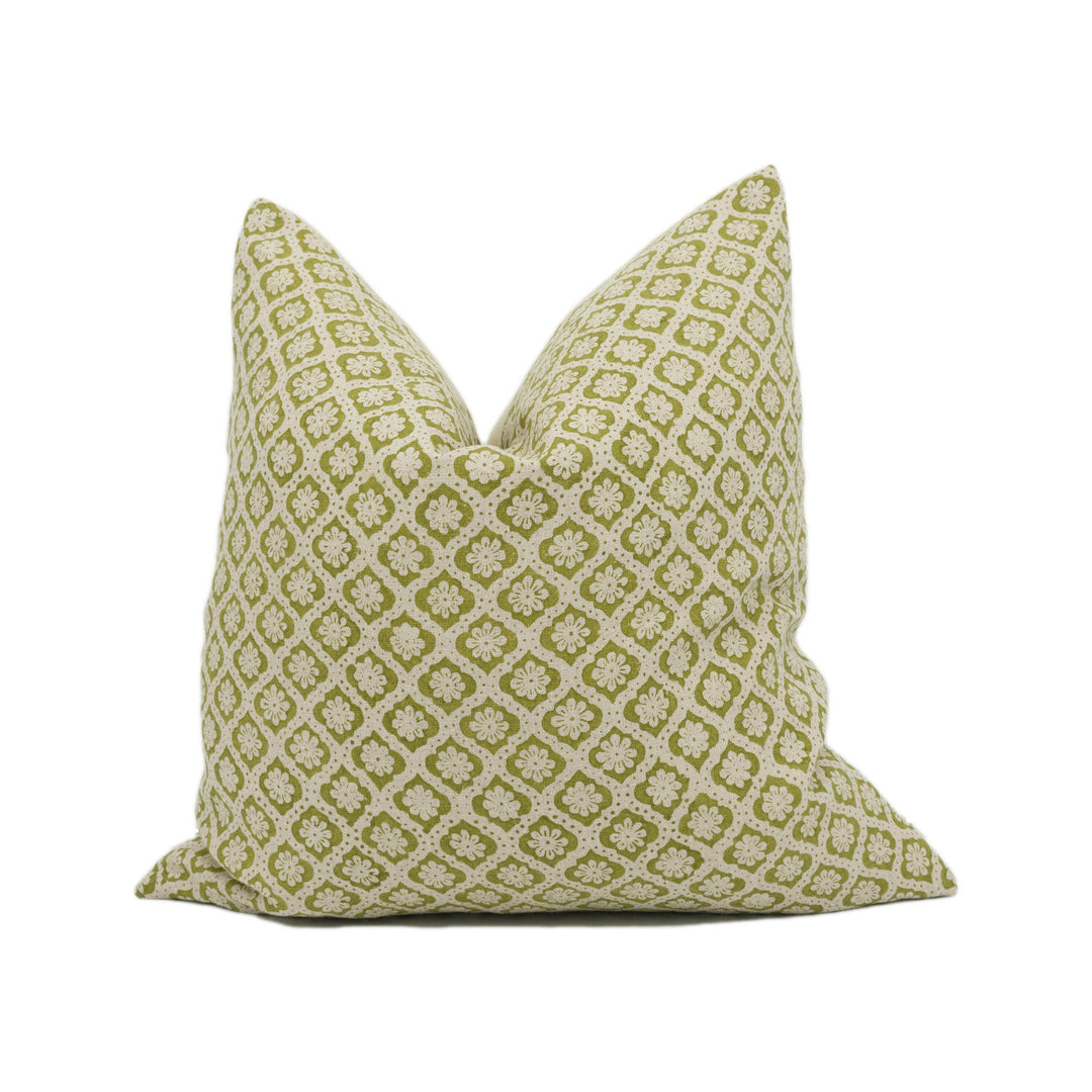 GP & J Baker - Indus Flower - Green - Indian Inspired Small Scale Floral Cushion Cover - Handmade Throw Pillow - Designer Home Décor.
