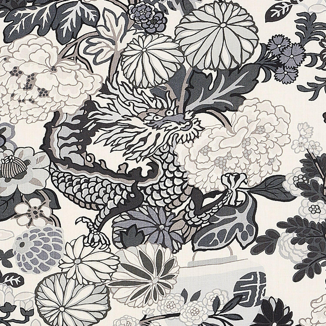 Schumacher - Chiang Mai Dragon - Smoke  -  Made To Measure Professionally Made Roman Blind.