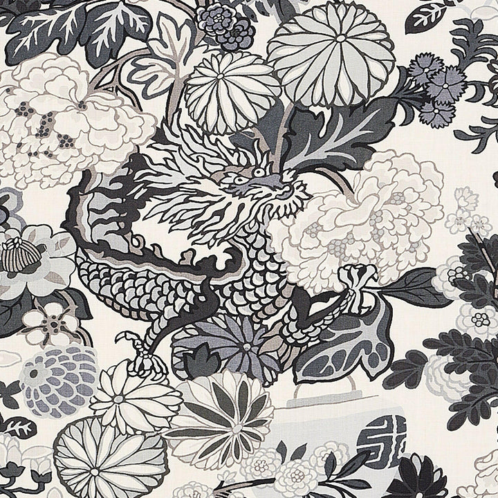 Schumacher - Chiang Mai Dragon - Smoke  -  Made To Measure Professionally Made Roman Blind.