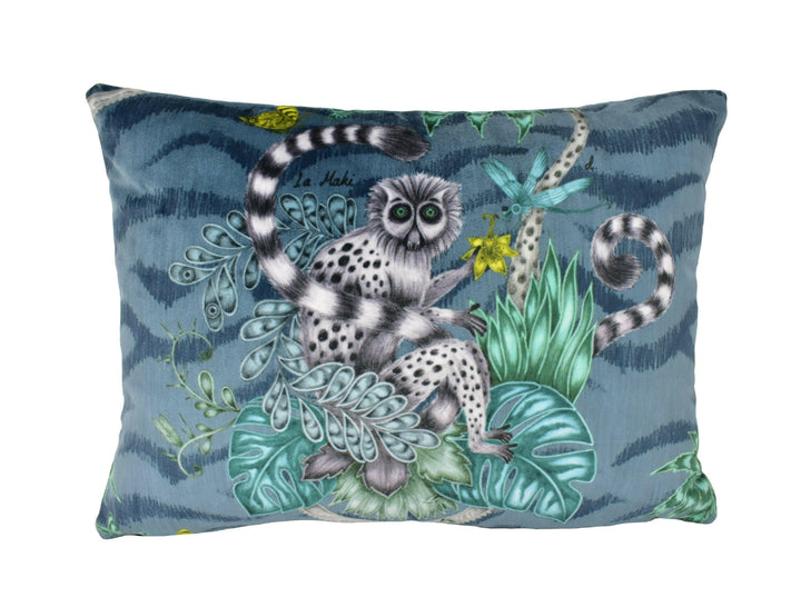 Maximalist Fantasy Lemur Velvet Funky Primate Modern Velvet Designer Cushion Cover - Luxury Throw Pillow - Handmade Home Decor.