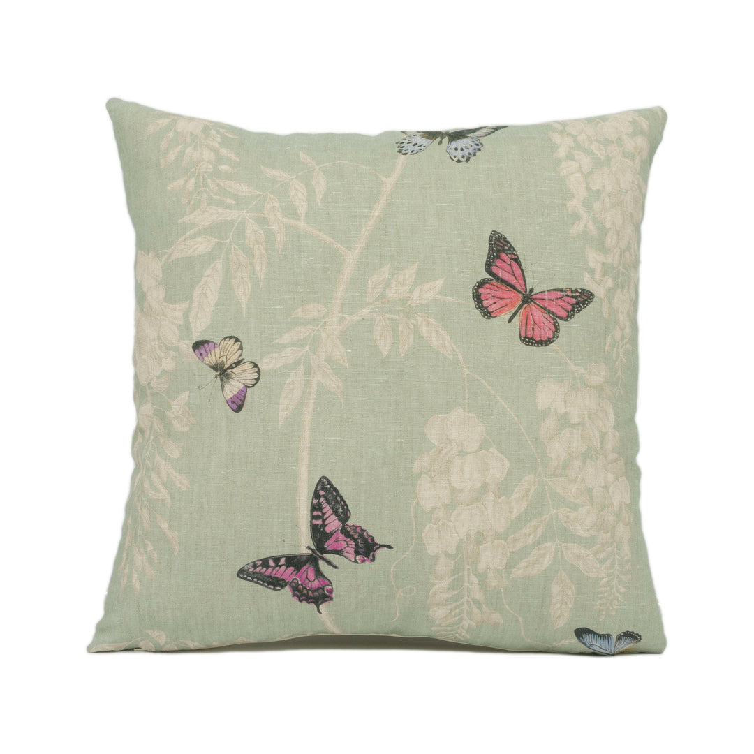 Sanderson - Wisteria &amp; Butterfly - Seaspray / Multi - Pretty Floral Vine Cushion Cover - Handmade Throw Pillow - Designer Home Décor.