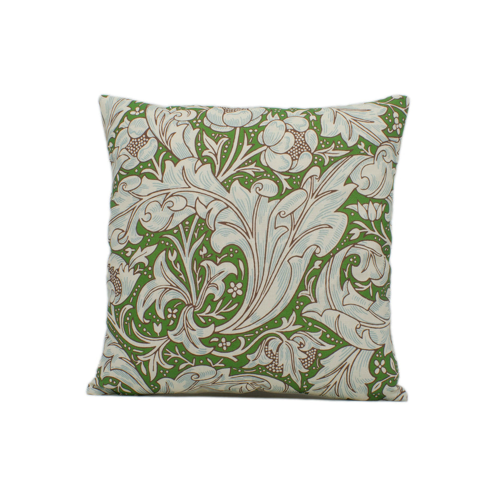 William Morris - Bachelors Button - Leaf Green / Sky - Stunning Classic English Designer Cushion Cover Home Décor Throw Pillow.