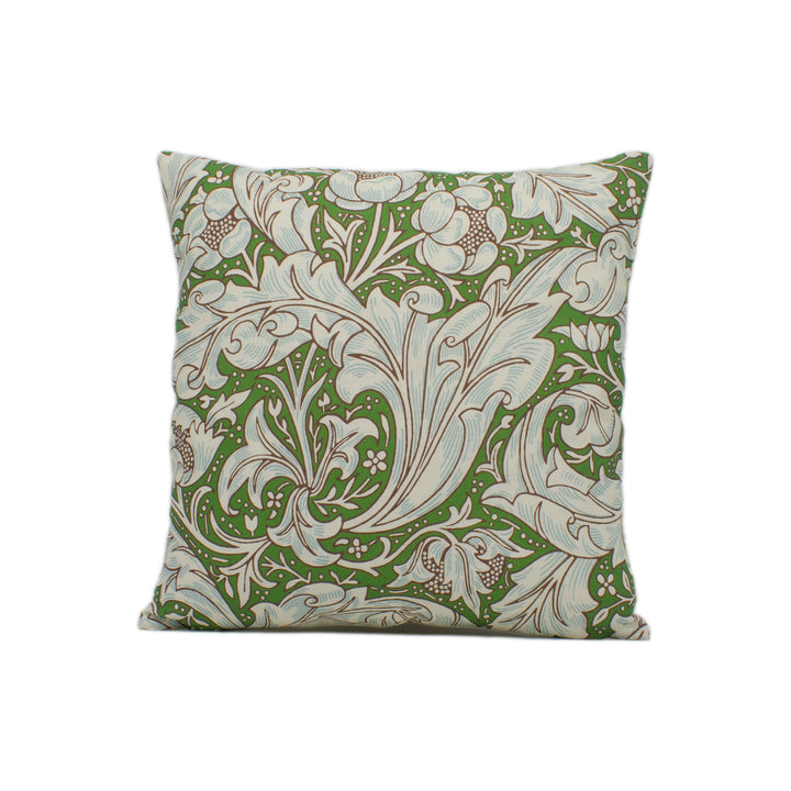 William Morris - Bachelors Button - Leaf Green / Sky - Stunning Classic English Designer Cushion Cover Home Décor Throw Pillow.
