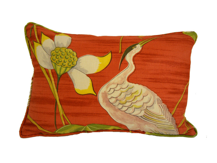 Sanderson - Heronsford - Coral / Yellow - Cushion Cover Throw Pillow Designer Home Decor.