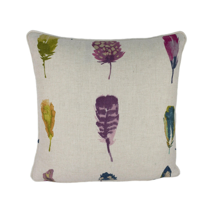 Harlequin - Limosa - Loganberry / Raspberry / Olive - Exotic Feather Self-Piped Cushion Cover Throw Pillow Designer Home Decor.