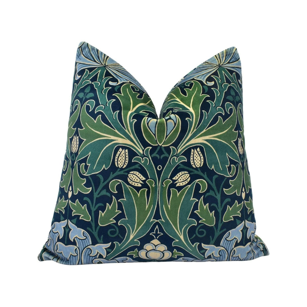 William Morris - Helena - Indigo / Boughs - Intricate Persian Artichoke Velvet Designer Cushion Cover - Luxury Throw Pillow - Handmade Home.