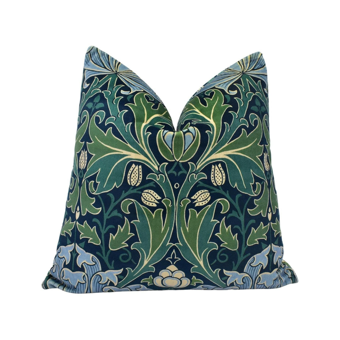 William Morris - Helena - Indigo / Boughs - Intricate Persian Artichoke Velvet Designer Cushion Cover - Luxury Throw Pillow - Handmade Home.