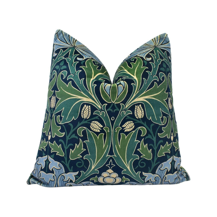 William Morris - Helena - Indigo / Boughs - Intricate Persian Artichoke Velvet Designer Cushion Cover - Luxury Throw Pillow - Handmade Home.