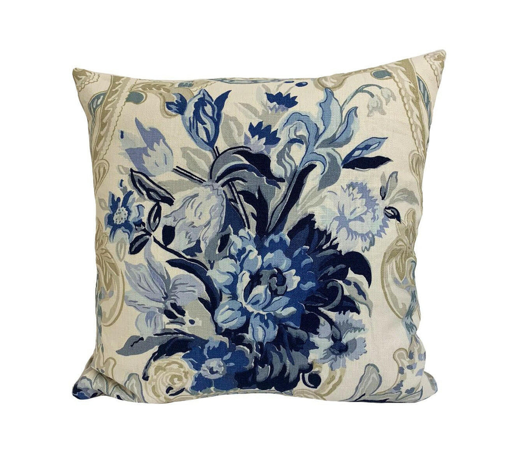 Schumacher - Aylesbury Vase - Delft - Traditional Romantic English Designer Cushion Cover - Handmade Throw Pillow Designer Home Decor.