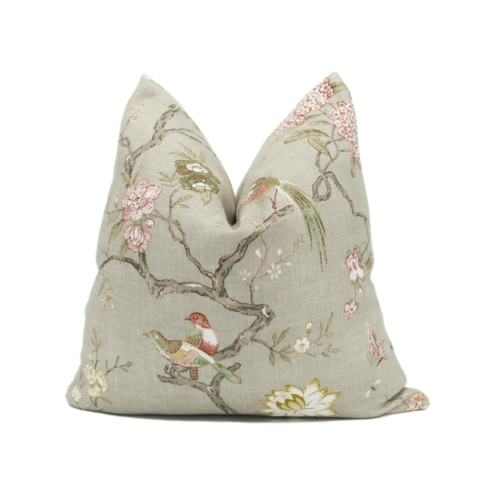 GP & J Baker - Oriental Bird Signature - Mole - Graceful Trailing Bird Chinoiserie Designer Cushion Cover - Luxury Throw Pillow Handmade.