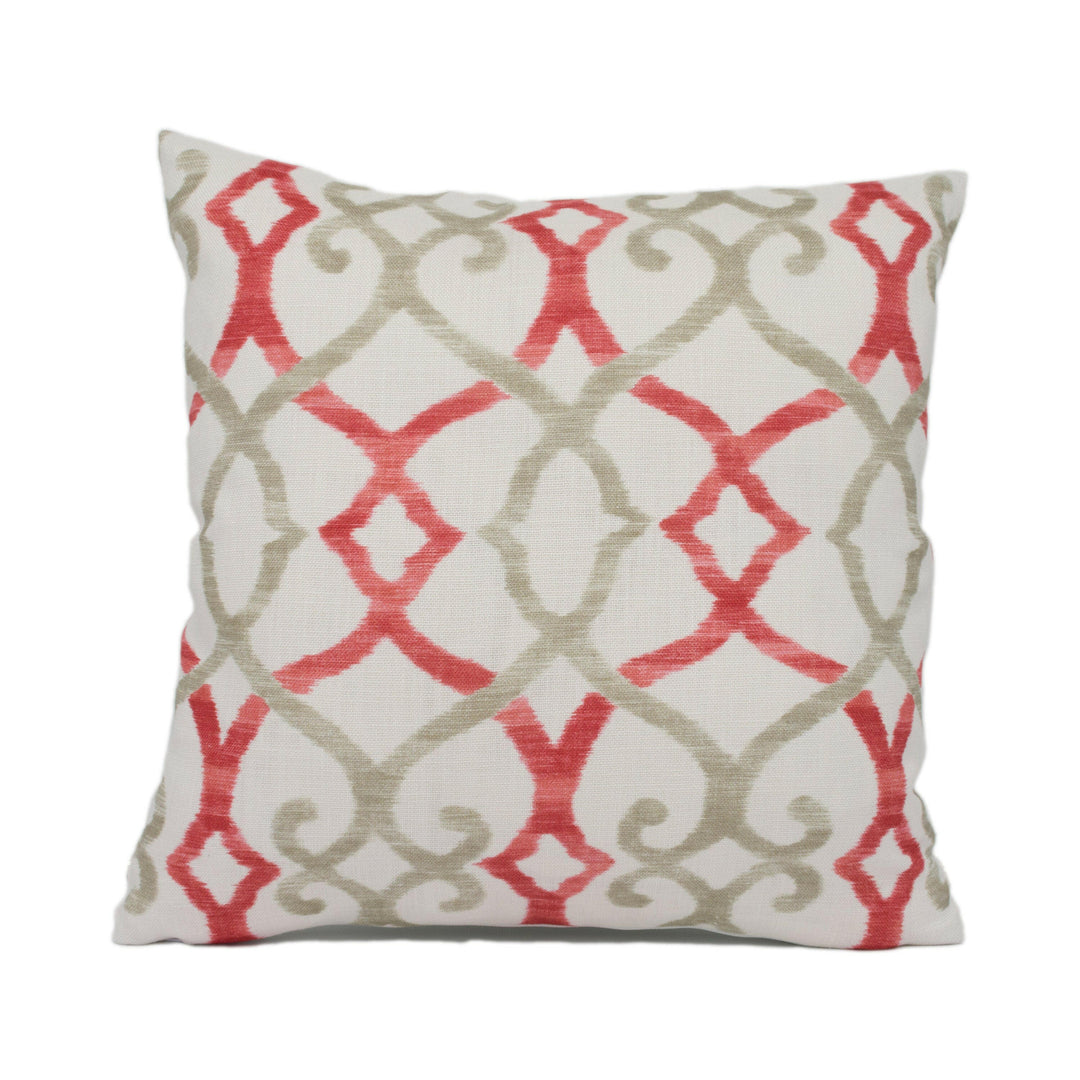 Jane Churchill - Colefax and Fowler - Silwood - Red - Striking Trellis Print Cushion Cover - Handmade Throw Pillow Designer Home Décor.