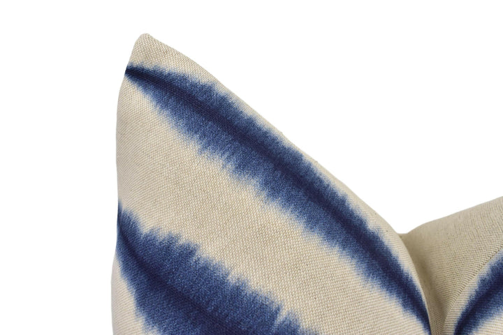 Scion - Shibori - Indigo / Linen - Ancient Japanese Shibori Technique Designer Cushion Cover - Luxury Throw Pillow - Handmade Home Decor.